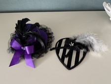 2x Fascinator - Haarschmuck - schwarz/lila & schwarz/weiß - Gothic - Shooting