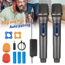 2 x Wireless Microphone Set Kabelloser Systemverbund Zwei Mikrofone Receiver UHF