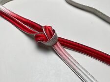 Japanischer Kimono Gürtel Obijime – Handgeflochtenes Kumihimo Silber und Rot