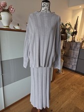 strickrock lang, grau-beige, M, Woll-Kaschmir-Mischung