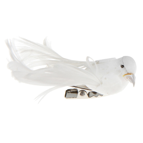 Deko vögel mit clip weiß - mit,
