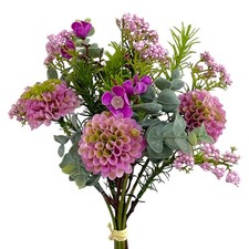 Künstlicher Pompondahlien-Mixbund Blumenstrauß Dahlien Eukalyptus Rosa Lila PINK