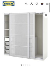 kleiderschrank gebraucht Ikea 200x66x201 weiß mit Schiebetüren Milchglas.