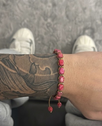 Naturstein armband mit rosa - naturstein,