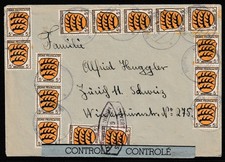 Frz. Zone Allg. Ausg. Zensurstempel G.C.C. mit Massenfrankatur !!!