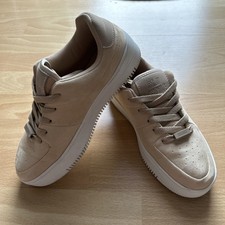 Sneaker 37 Beige Hohe Sohle Low Weiß Wildleder Optik Schnürschuh Wie Neu St. /