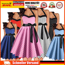 Damen Vintage 50/60er Gepunktet Rockabilly Midi Partykleider Cocktail Kleid.
