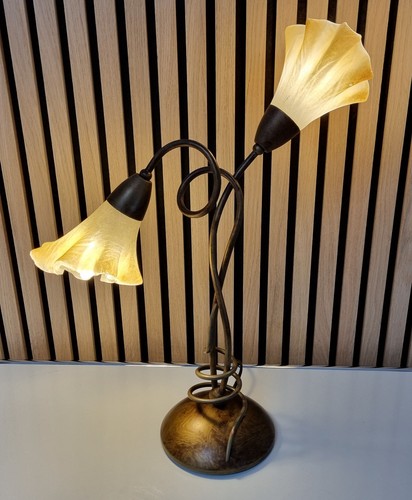 Tischlampe lilien messing - tischlampe,