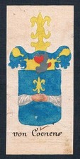 18. Jh. Coenen Coenens Manuskript Wappen Adel coat of arms heraldry Heraldik