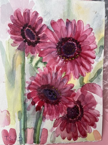Gerbera bild aquarell - bild, 15*20