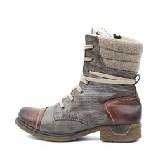 Rieker Damen 79651-25 Stiefel Braun Grau Kunstleder Komfort Stiefeletten EU 39