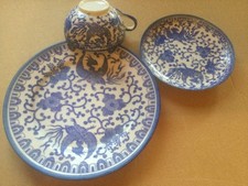 Altes Japanisches Teeservice Phönix Blau/Weiß  ein Gedeck
