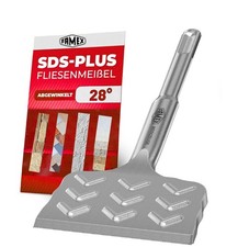 FAMEX SDS Plus Fliesenmeißel 165mm x 75mm extra breit und robust abgewinkelt 28°