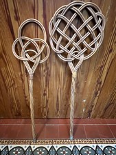 2 X  ALTE TEPPICHKLOPFER 80 CM HANDARBEIT TEPPICH HAND KLOPFER KORBWEIDE RATTAN