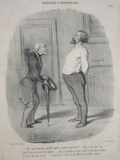 Ah vous desireriez - H. Daumier Lithographie Charivari Locataires Karikatur 1847