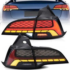 2*VLAND Rückleuchten für Tesla Model 3 Model Y 2017-24 LED Gelb Dynamic Blinker