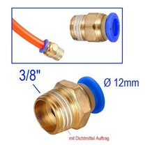 3/8" auf 12mm männlich Messing Fitting Druckluft Schlauch Pneumatik Adapter 12mm