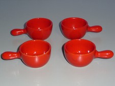Mini Keramik Stiel Pfännchen Auflaufformen Dip-Schälchen 4er Set rot Ø 5,5 cm