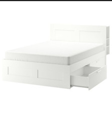 Ikea Bett Brimnes mit Kopfteil und Lattenrost Leirsund verstellbar; Maße 160×200