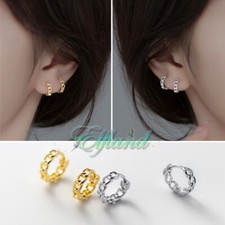 Echt 925 Sterling Silber * Ohrschmuck Ohrringe Klapp Creolen * Gliederkette Mini