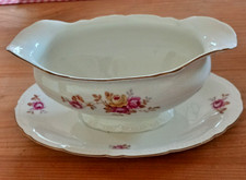 EPIAG D.F. schöne alte SAUCIERE - Art Deco -aus CSSR elfenbein Rosenmuster
