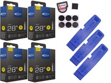 4x Fahrradschlauch Schwalbe 24-622 (700x24C) SV 50mm Sclaverand +Reifenheber