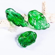 10x Glasperlen Blatt Grün 27mm Schmuck basteln Blume GlitzerInsel 00178
