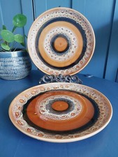 2 Sarreguemines Speiseteller Hawai mit Fat Lava Design - Vintage-Geschirr 24 cm