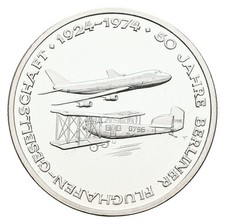 Luftfahrt Silbermedaille 1974 Flughafen Berlin-Tegel PP- Gewicht: 14,85g/999