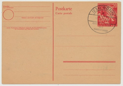 Bundesrepublik 1949 ganzsache - bundesrepublik,
