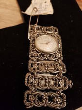 Adora 835 Silber Extra breite Trachten Uhr Armbanduhr Damenuhr Florales Dekor