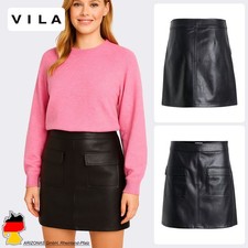 VILA Damen Minirock mit Fronttaschen, elegantes Design, knielang, für Alltag und