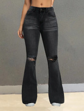 Damen Jeans Bootcut Boyfriend Stretch High Waist Hose Push Up Hüftjeans Denim