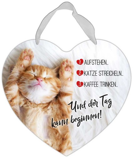Herz blechschild katze - herz-blechschild,