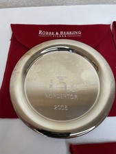 90er Silber Robbe &Berking Untersetzer / Gläserteller "Nordertor" 2005 Flensburg