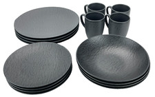 CreaTable Serie Schiefer Black 15-teiliges Geschirrset Kombiservice unvollständi