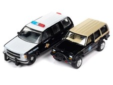 CHEVROLET Tahoe 1997 + Jeep Cherokee XJ -  - Police - Johnny Lightning 1:64