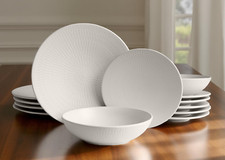 Echtwerk Tafelservice Blanka Nature Design Steingut cremefarben Geschirr 4 Pers.