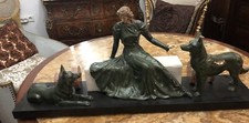 Original   Art Deco XL  Figur .Jacques Limousin Frau mit 2 Hunden .