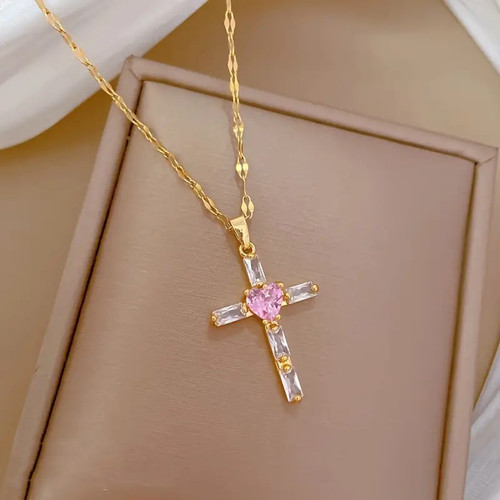 Damen halskette herz kreuz - damen,