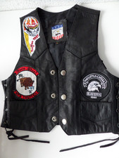Kinder Lederweste geschnürt Lederkutte 6x MC Patches American Legend Biker Weste