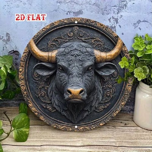 Blechschild rund stier - blechschild,