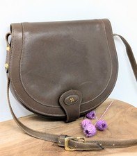 Assima Crossbody Tasche, Braun Leder, Saddle Bag, 70er Vintage