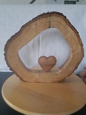 Baumscheibe, Holzscheibe, Birke+Herz 1, Handarbeit, freistehend, H:30cm, B:38cm