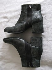 Schuhe 39 Stiefelette Boots grün metallic Echt Leder Cafe Noir Design Glitzer