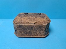 ALTE  SCHATULLE LEDER SCHMUCKSCHATULLE MIT BESCHLÄGEN