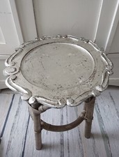 Kerzen Tablett Holz Shabby Landhaus Frankreich Silber