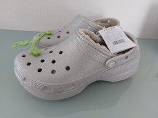 Crocs Classic Platform Glitterlined Clogs mit Felleinsatz Gr.  39/40  *Neu*