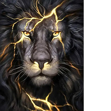 Löwe 5D-Diamond Painting Set: Majestätisch glänzend! ohne Bilderrahmen  30x40 cm