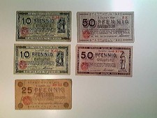 Notgeld, Köln, 2x 10 Pfennig 1920, 25 Pfennig 1917, 2x 50 Pfennig 1920/21, Konvo